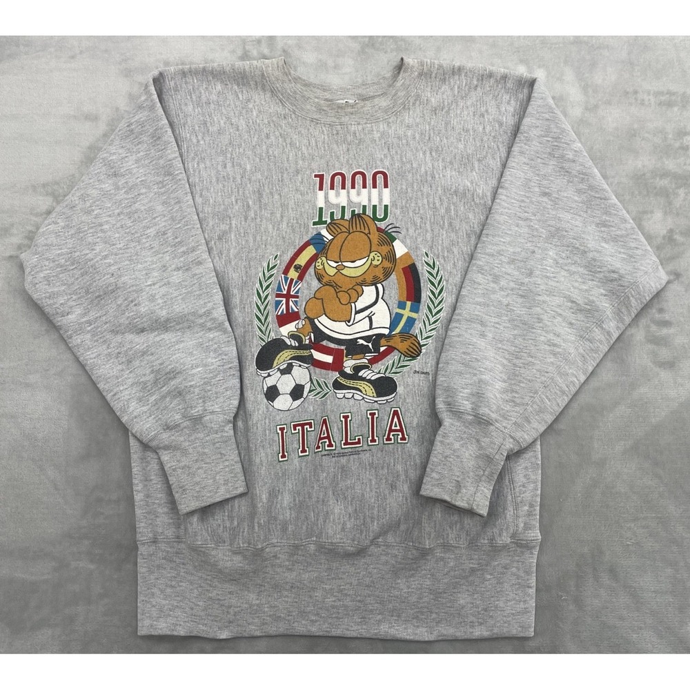 Vintage Garfield Puma Italy Sweatshirt Men's L Gray 1993 Rare Crewneck